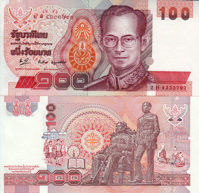 Таиланд Банкноты 100 бат 1994 UNC Подпись E