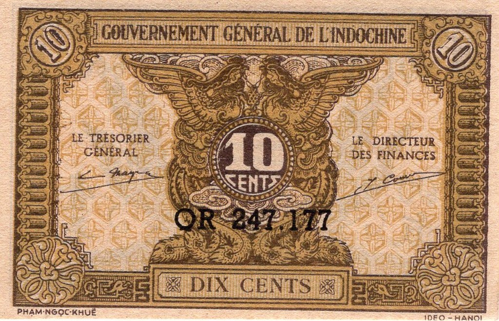 Вьетнам (Индокитай) Банкнота 10 центов 1942 aUNC P89 
