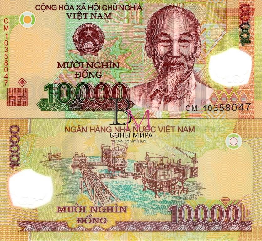 Вьетнам Банкнота 10000 донгов 2010 UNC 
