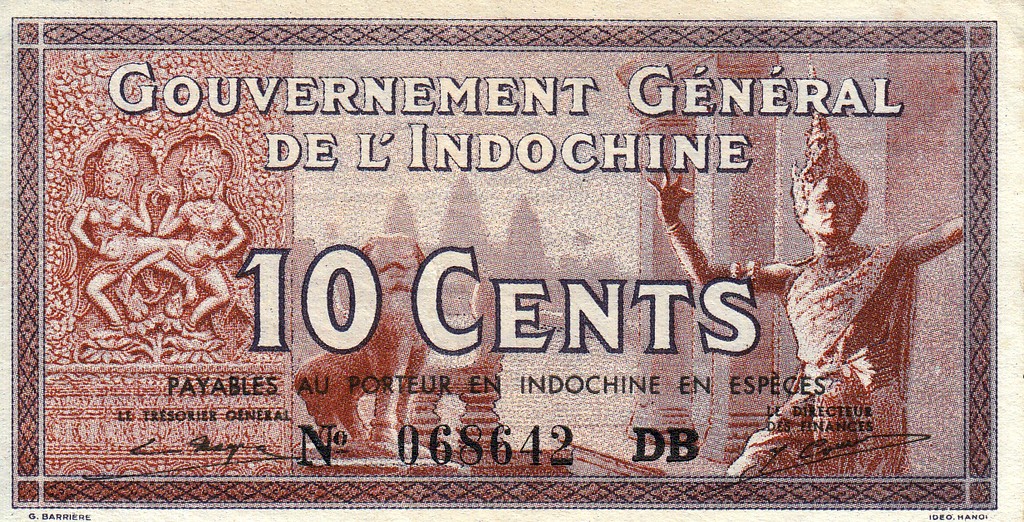 Вьетнам (Индокитай) Банкнота 10 центов 1939 UNC P85d 