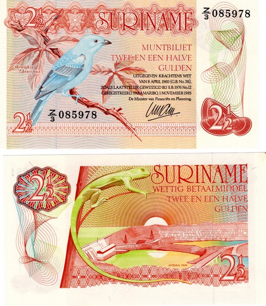 Суринам Банкнота  2,5 гульдена 1985 UNC