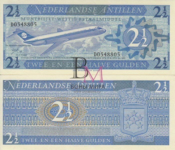 Антильские острова Банкнота 2,5 гульдена 1970 UNC