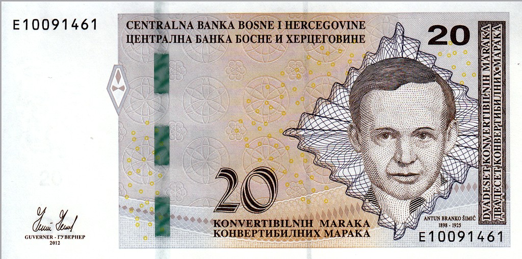 Босния и Герцеговина Банкнота 20 марок 2012 UNC Антун Бранко Шимич