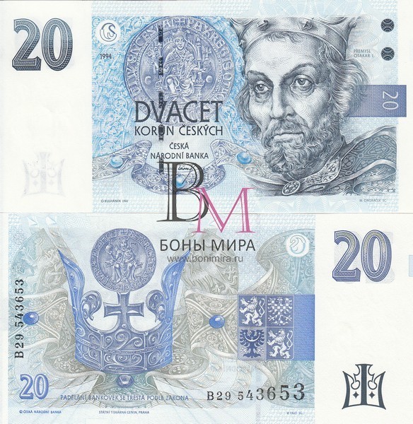 Чехия Банкнота 20 крон 1994-95 UNC