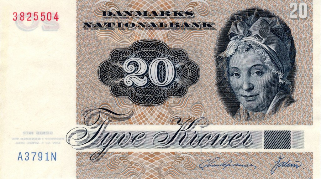Дания Банкнота 20 крон 1979 UNC Префикс А3
