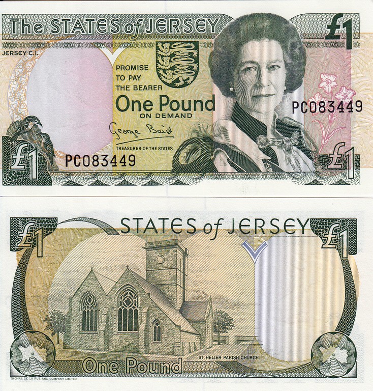 Джерси Банкнота 1 фунт 1993 UNC