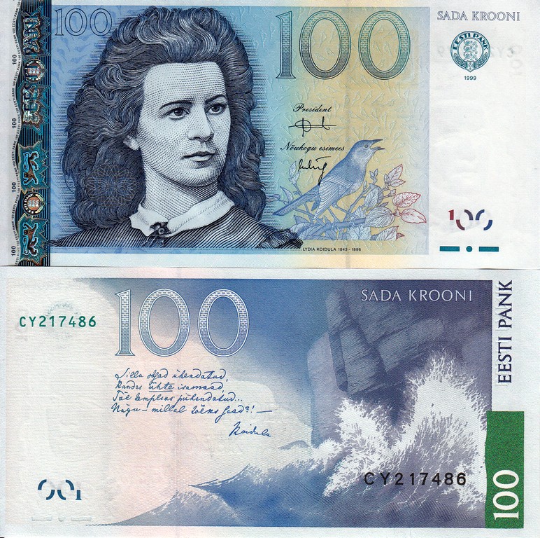 Эстония Банкнота 100 крон 1999 UNC 
