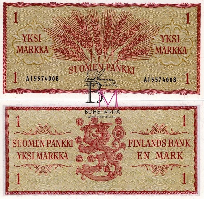 Финляндия Банкнота 1 марка 1963 UNC P98a(8)