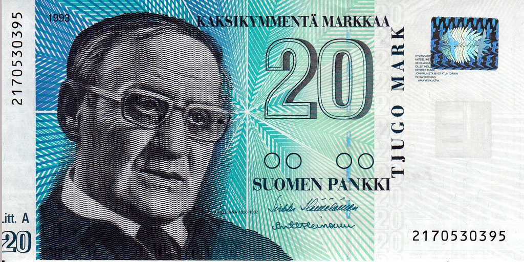 Финляндия Банкнота 20 марок 1993 UNC