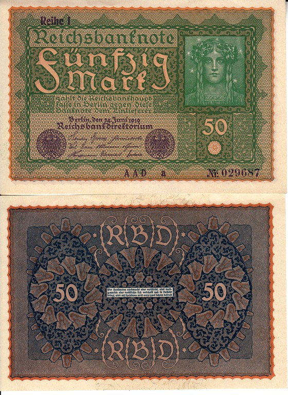 Германия Банкнота 50 марок 1919 UNC P66
