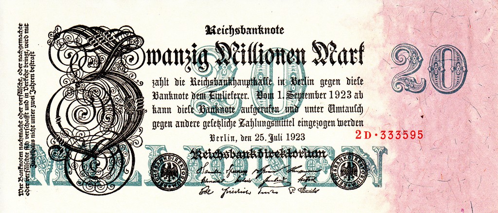 Германия Банкнота 20 000 000  марок  1923 UNC