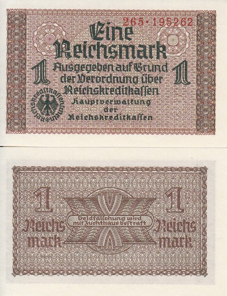 Германия Банкнота 1 марок 1940 - 45 UNC