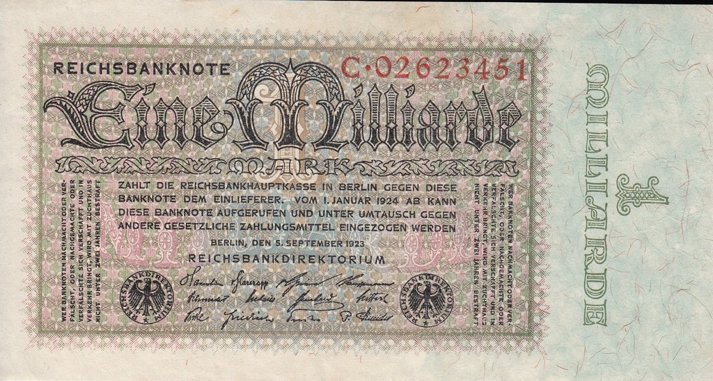 Германия Банкнота 1 000 000 000 рейхсмарка 1923 UNC