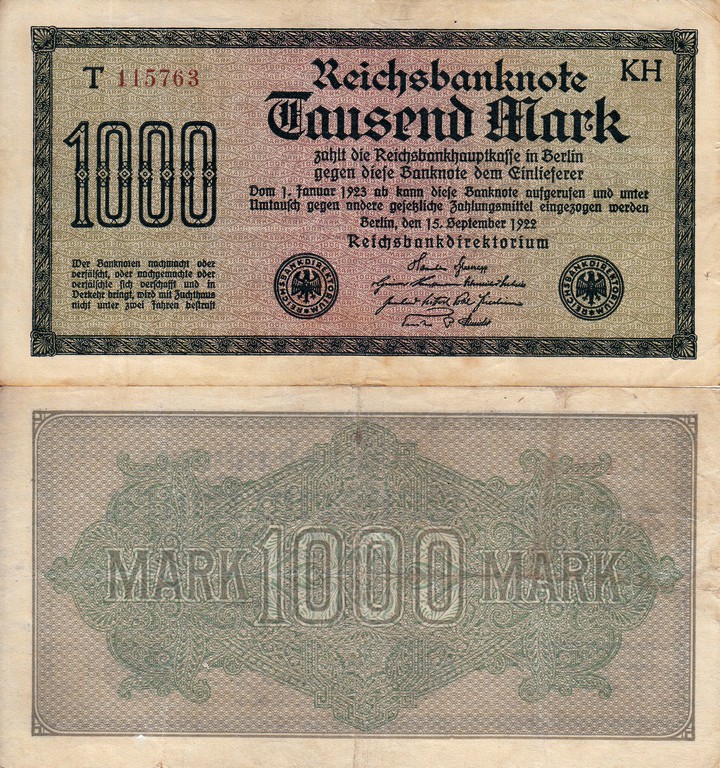 Германия Банкнота 1000 марок 1922 VF