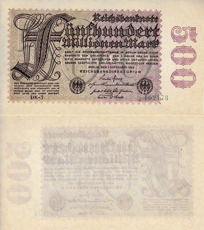Германия Банкнота 500 000 000  марок  1923 UNC P110