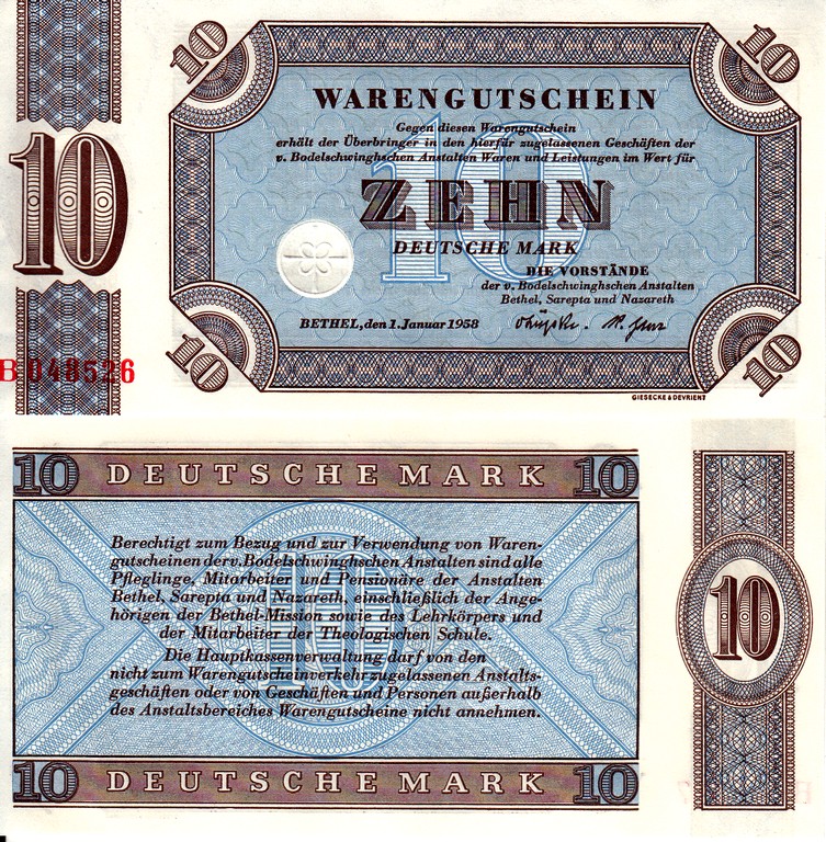 Германия (ФРГ) Банкнота 10 марок 1958 UNC