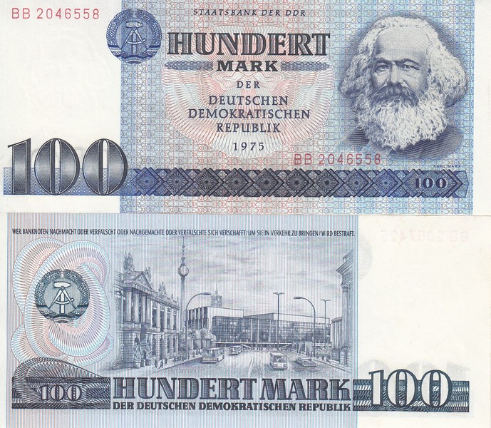 ГДР Банкнота 100 марок 1975 UNC