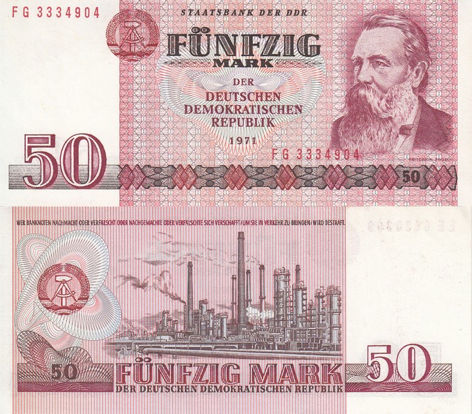 ГДР Банкнота 50 марок 1971 UNC