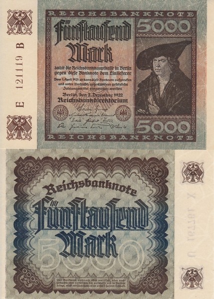 Германия Банкнота 5000 марок 1922 UNC