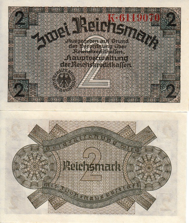 Германия Банкнота 2 марки 1940 - 45 UNC