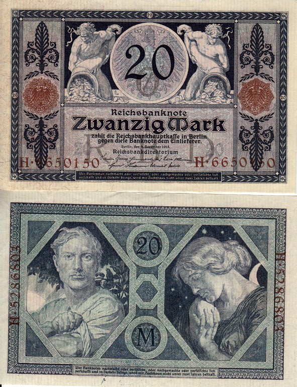 Германия Банкнота 20 марок 1915 UNC P63