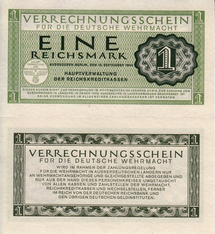 Германия Банкнота 1 рейхсмарка 1944 UNC