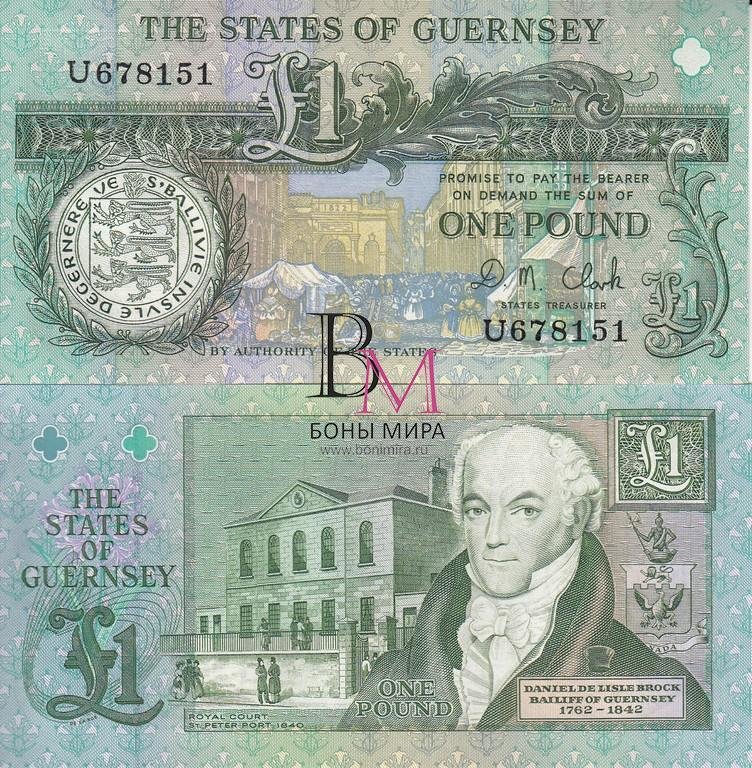Гернси Банкнота 1 фунт 1991 UNC