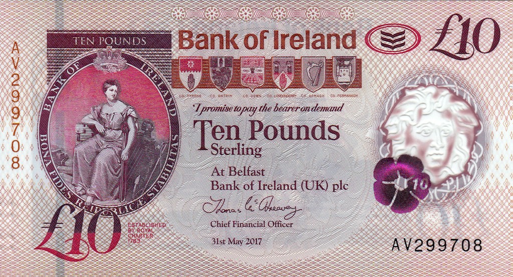 Северная Ирландия Банкнота 10 фунтов 2017 UNC  Банк Ирландии