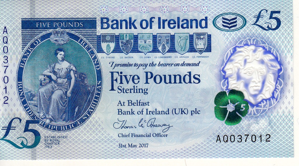 Северная Ирландия Банкнота 5 фунтов 2017 UNC 