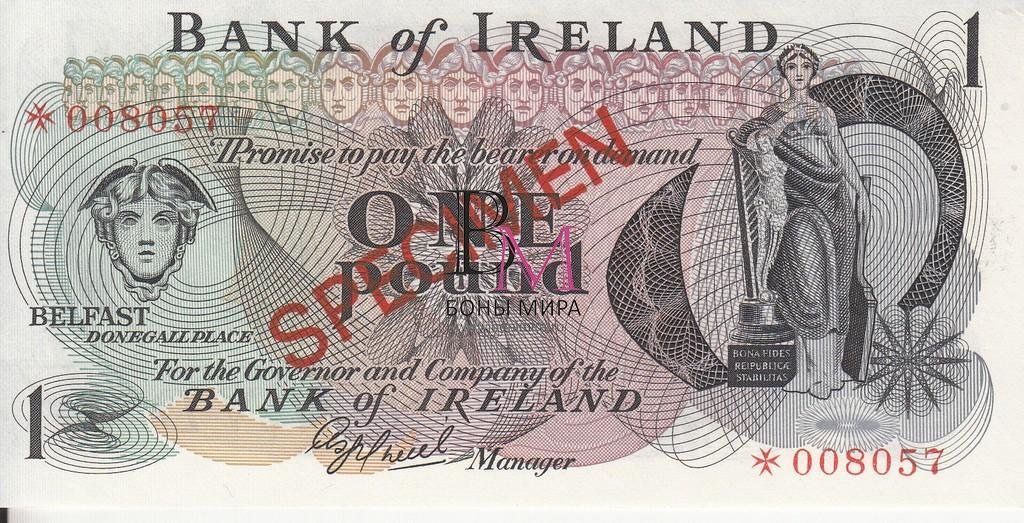 Северная Ирландия Банкнота 1 фунт 1977 UNC Образец