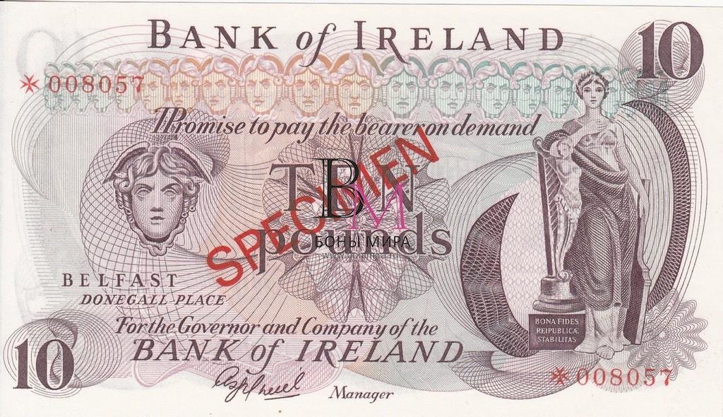 Северная Ирландия Банкнота 10 фунтов 1977 UNC SPECMEN 