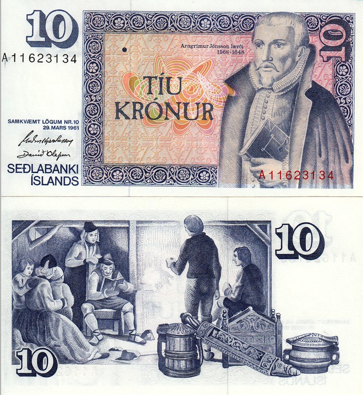 Исландия Банкнота 10 крон 1961 UNC P48a(3)