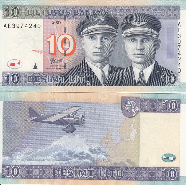 Литва Банкнота 10 лит 2007 UNC