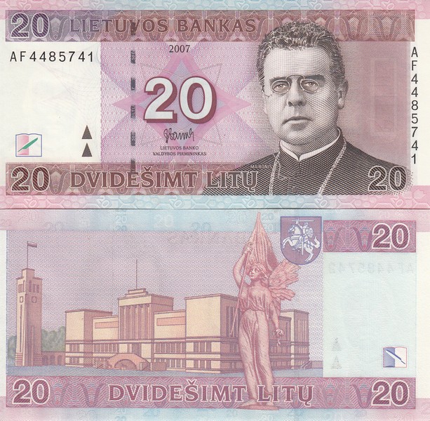 Литва Банкнота 20 лит 2007 UNC