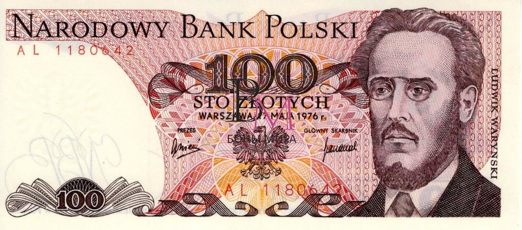 Польша Банкнота 100 злотых 1976 UNC 
