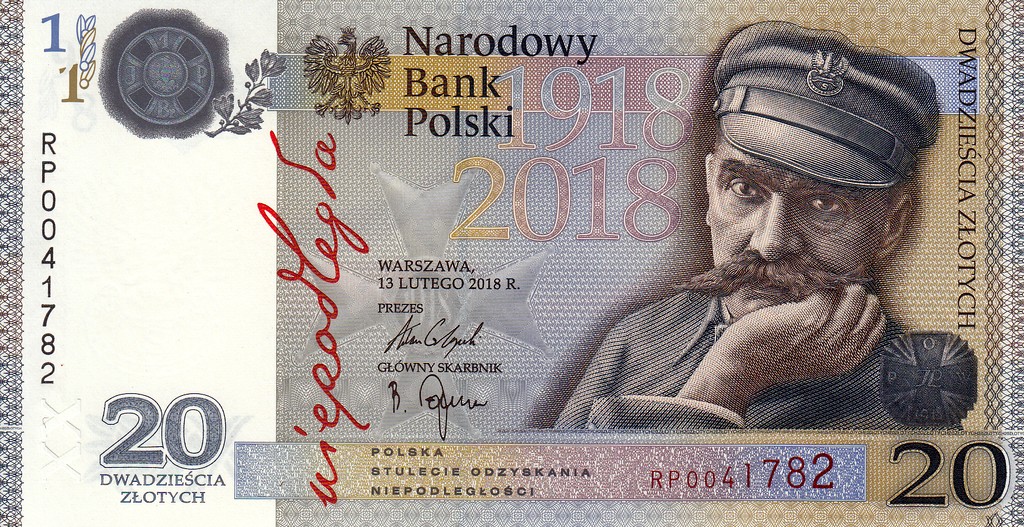 Польша Банкнота 20 злотых 2018 UNC (100 ЛЕТ Независимости в буклете)