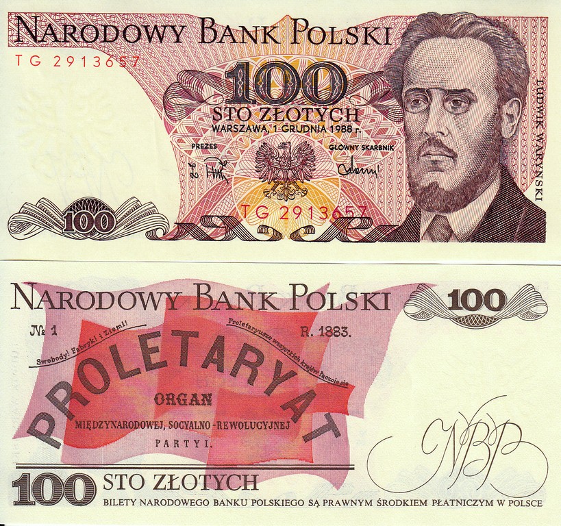 Польша Банкнота 100 злотых 1988 UNC 