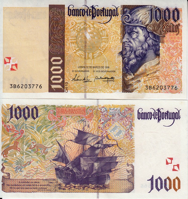 Португалия Банкнота 1000 эскудо 1998 UNC Подпись
