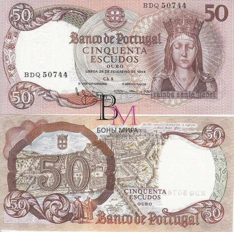 Португалия Банкнота 50 эскудо 1964 EF