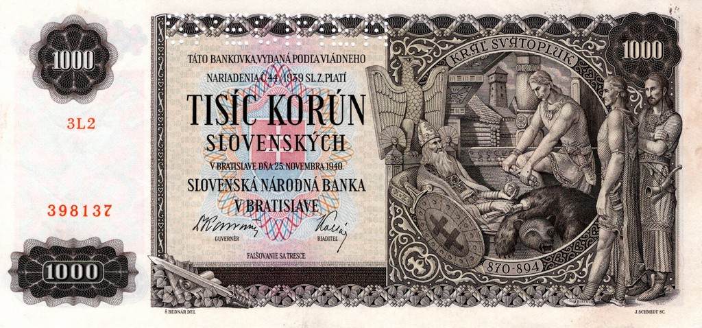 Словакия Банкнота 1000 крон 1942 UNC перфорация SPECIMEN