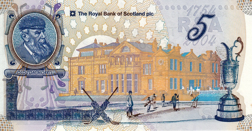 Шотландия Банкнота  5 фунтов 2004 UNC OLD Tom Morris