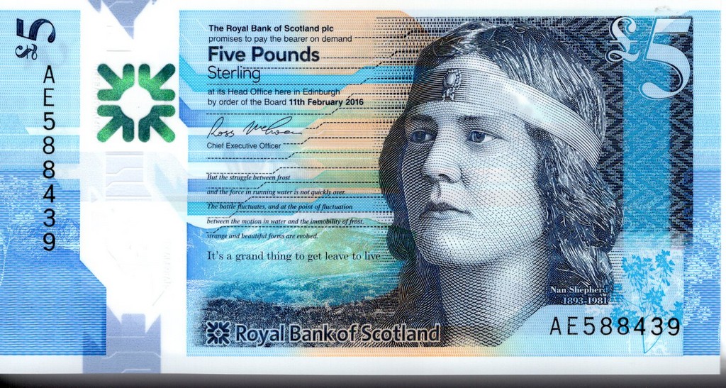 Шотландия Банкнота  5 фунтов 2016 UNC Юбилейная
