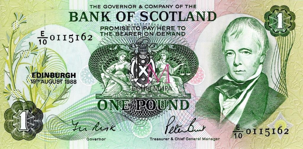 Шотландия Банкнота  1 фунт 1988 UNC