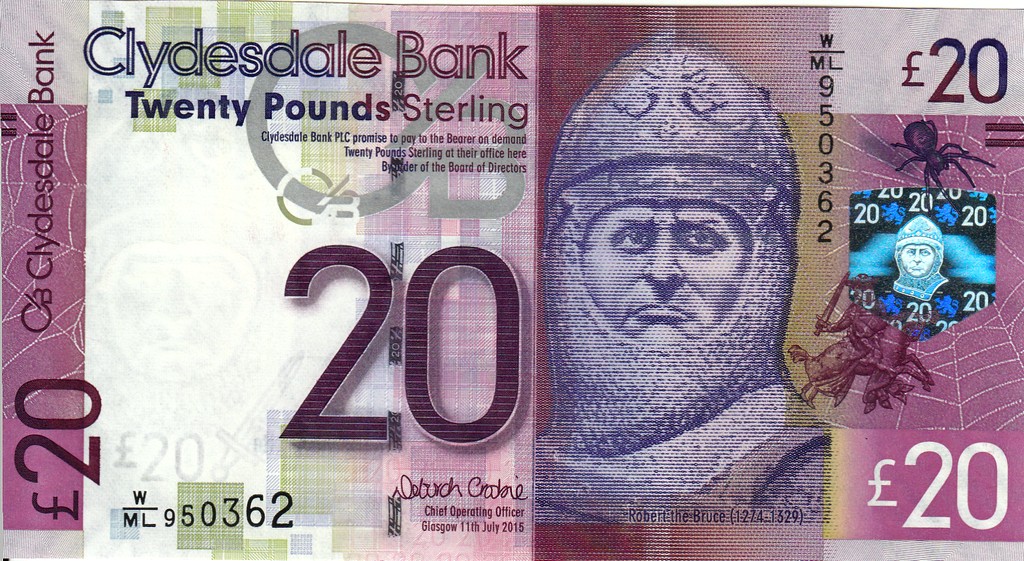 Шотландия Банкнота  20 фунтов 2015 UNC Юбилейная