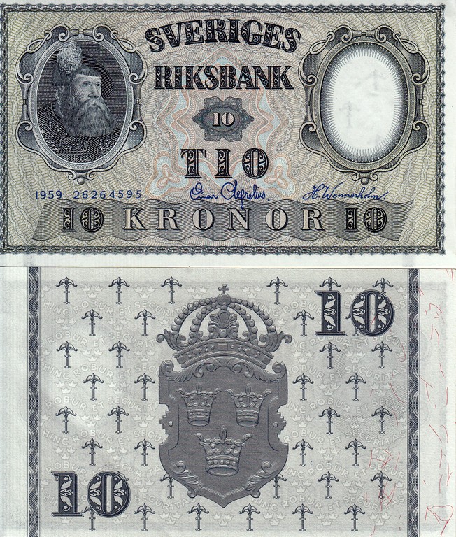 Швеция Банкнота 10 крон 1959 aUNС 
