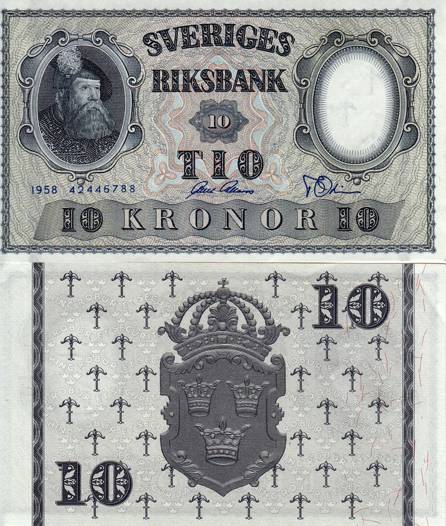Швеция Банкнота 10 крон 1958 UNС 