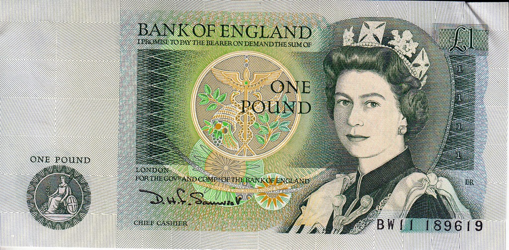 Великобритания Банкнота 1 фунт 1981-84 aUNC P377b 