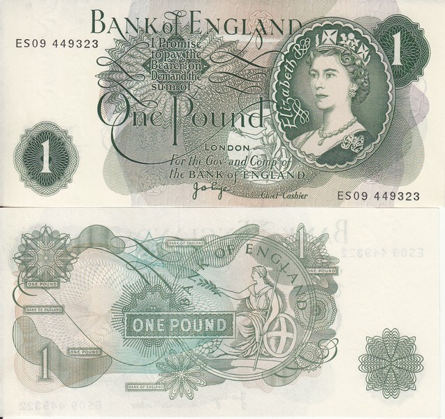 Великобритания Банкнота 1 фунт 1960-77 UNC