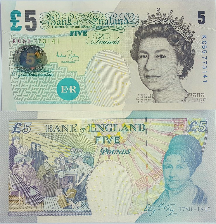 Великобритания Банкнота 5 фунтов 2012 UNC Подпись