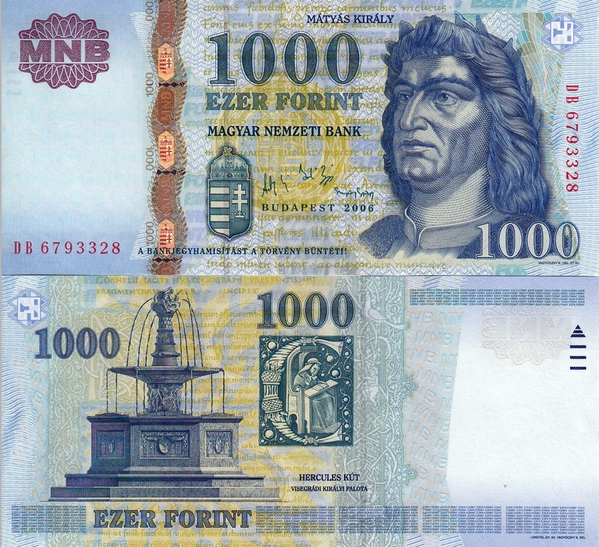 Венгрия Банкнота 1000 форинтов 2006 UNC